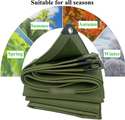 Heavy duty tarpaulin tarp with anti-rust buttonholes close up