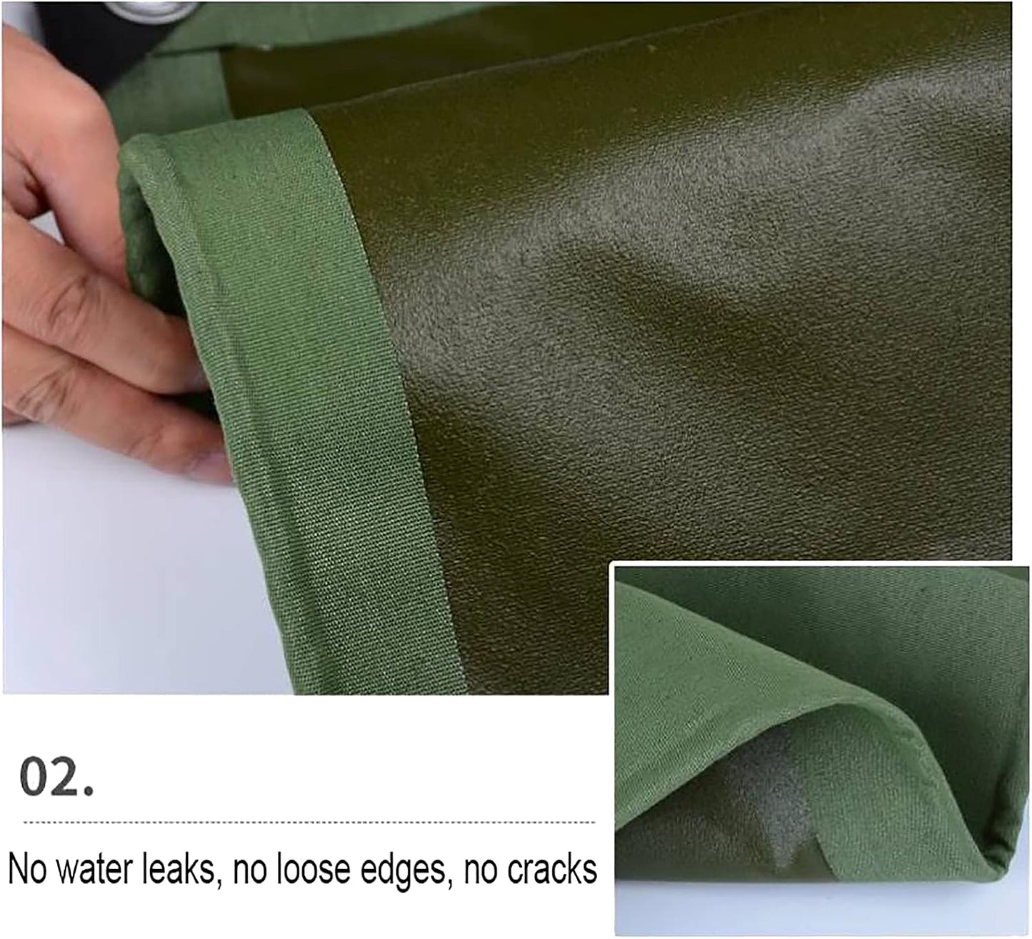 Folded green waterproof tarpaulin tarp ready for storage