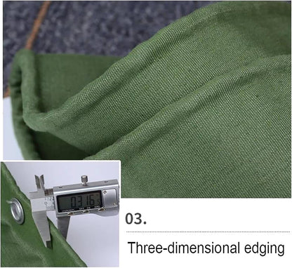 Heavy duty tarpaulin tarp showing thick canvas and PVC coating