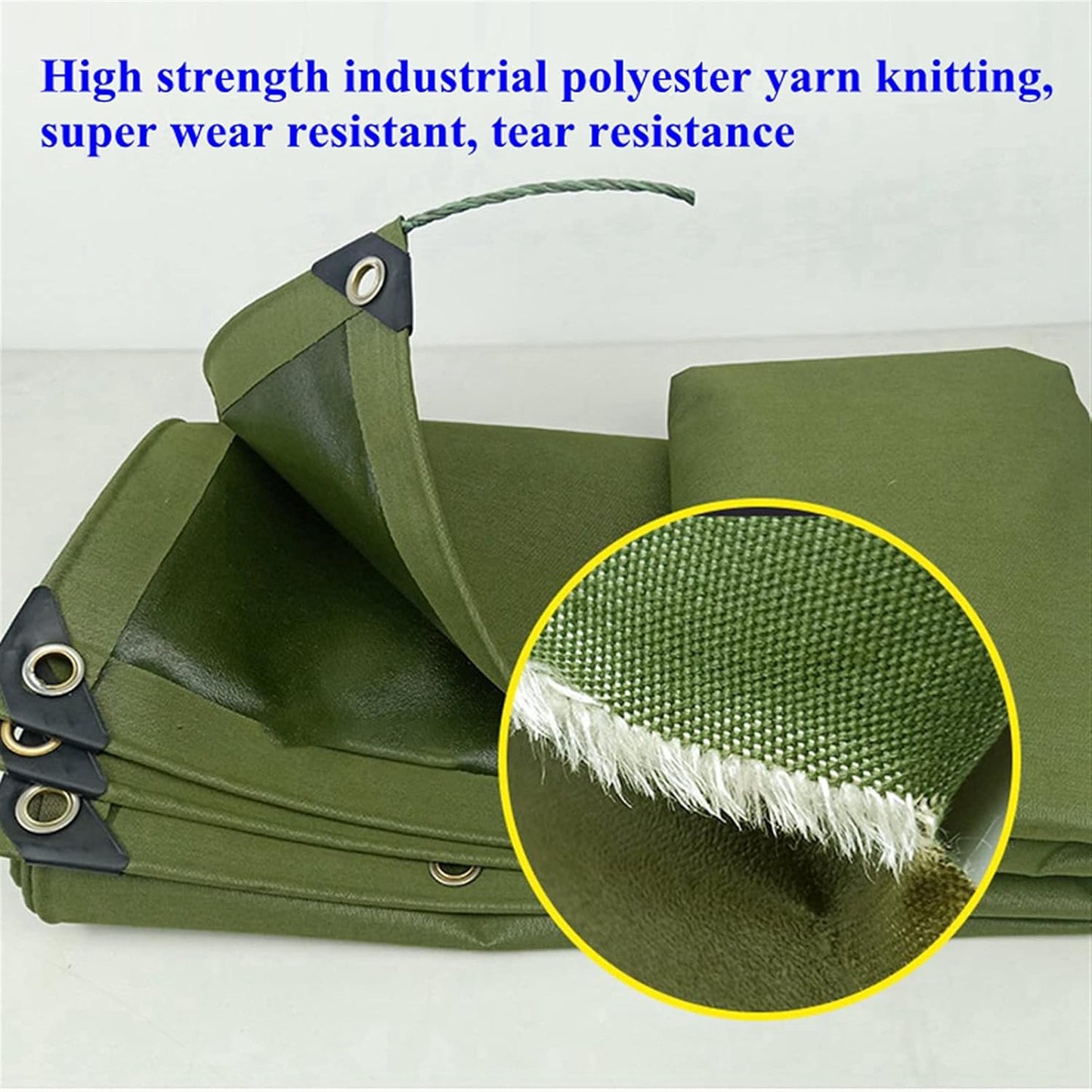 Heavy duty tarpaulin tarp with anti-rust buttonholes close up