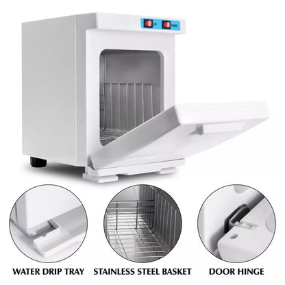 Towel warmer UV steriliser with stainless steel rack inside