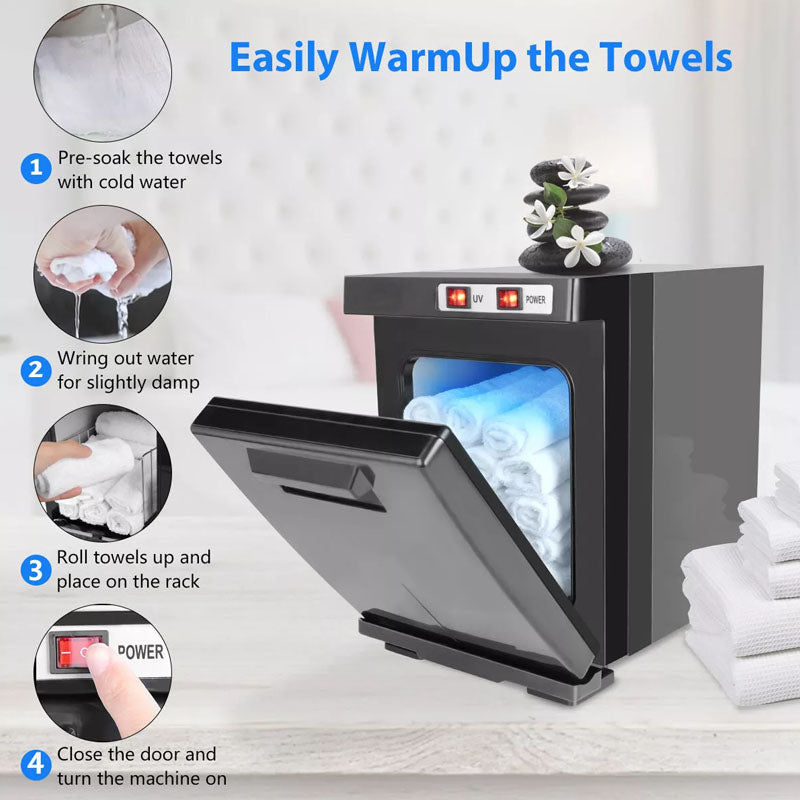 Towel warmer steriliser holding multiple wet towels
