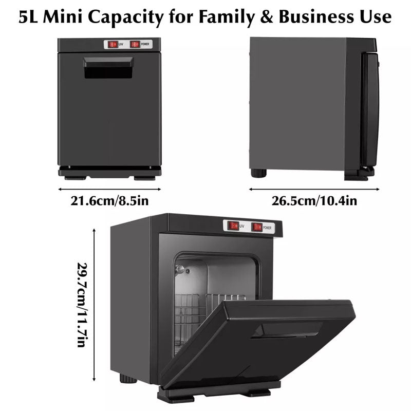 Open towel warmer steriliser with stainless steel rack inside