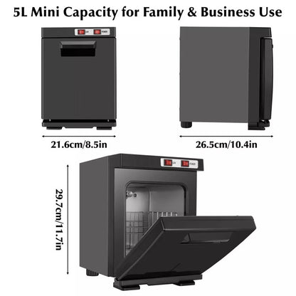 Open towel warmer steriliser with stainless steel rack inside