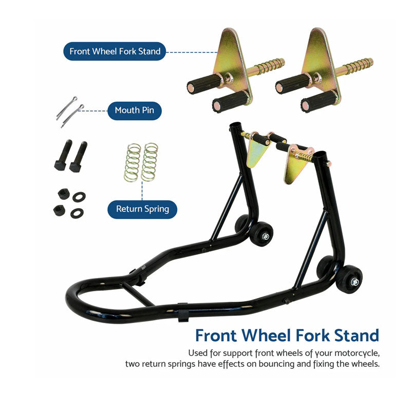 Detail of locking mechanism on motorcycle paddock stand