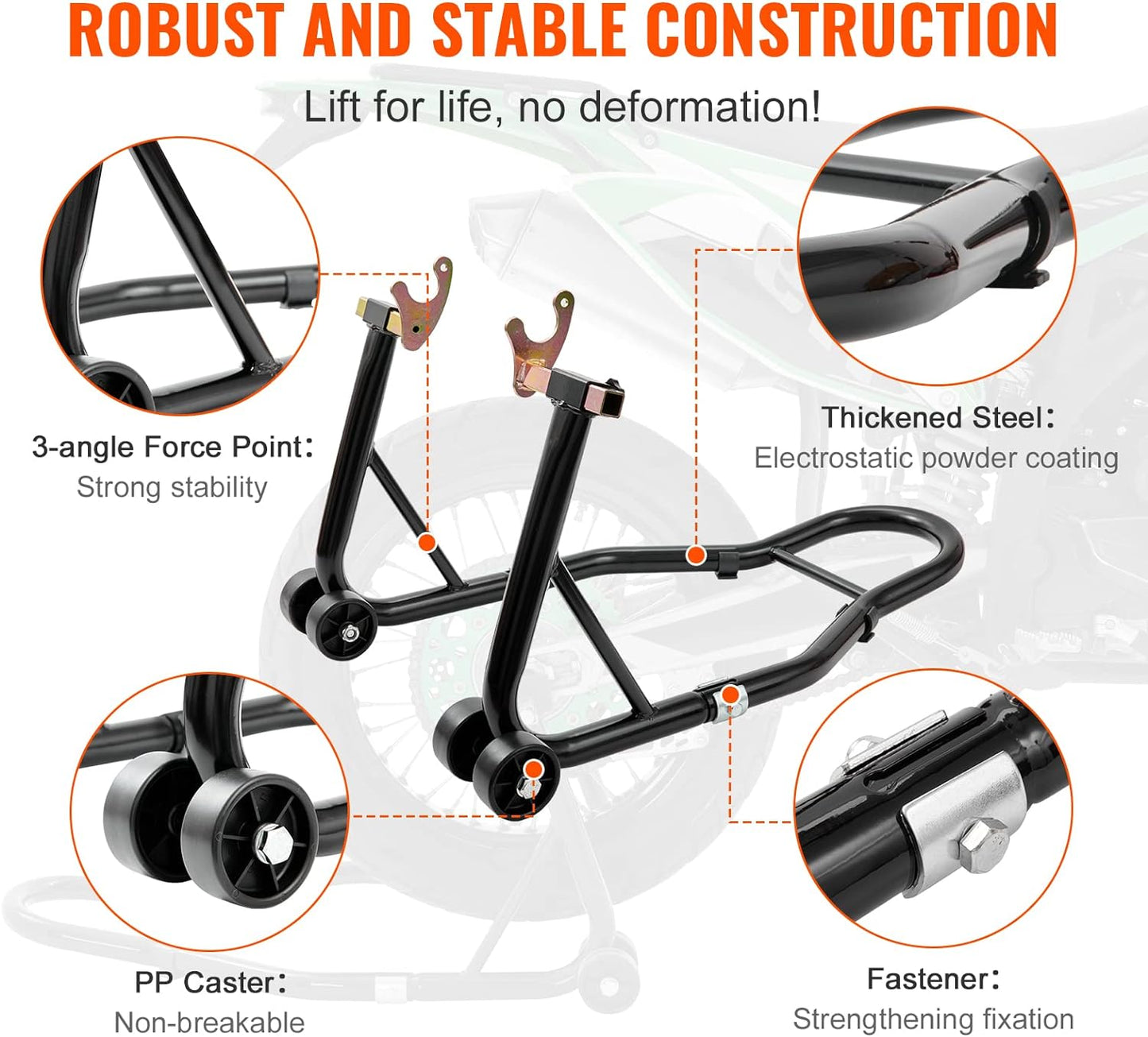Assembly guide included with motorcycle rear wheel stand