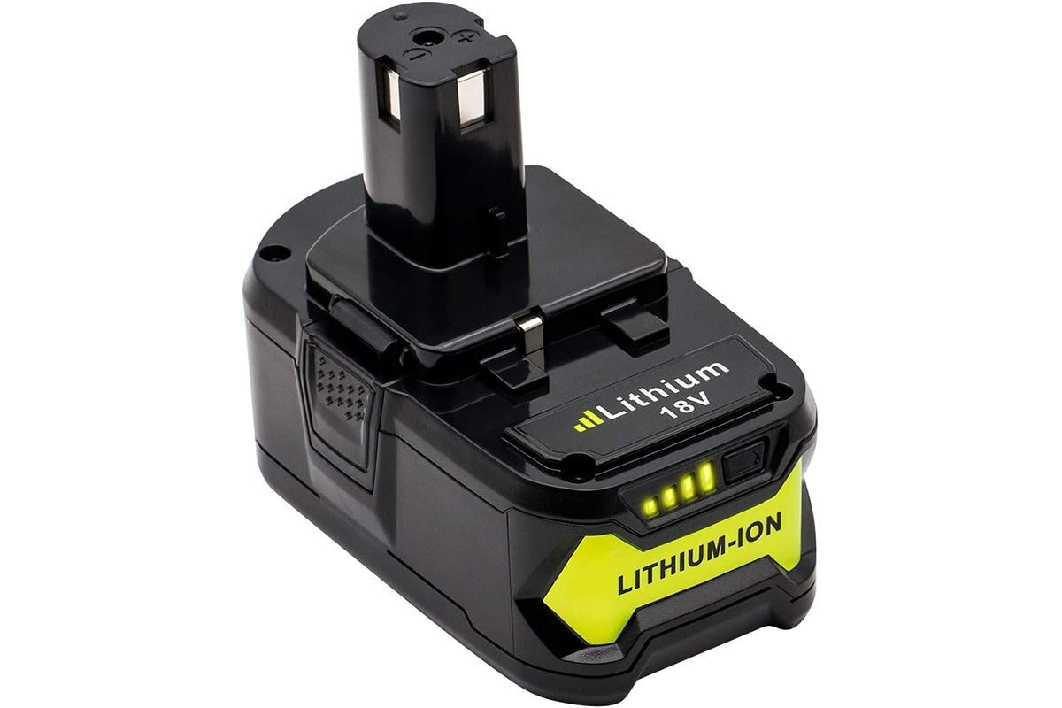 Close-up of Ryobi 18V 6Ah battery terminals and connectors