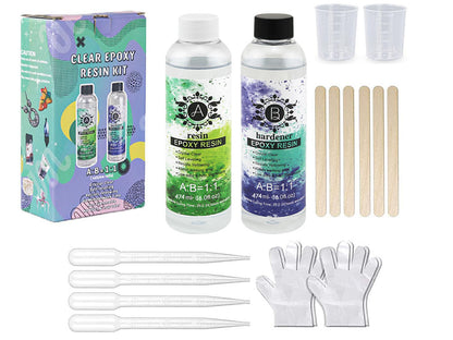 Epoxy Resin 1:1 1000ml Kit mixed resin showing crystal clarity