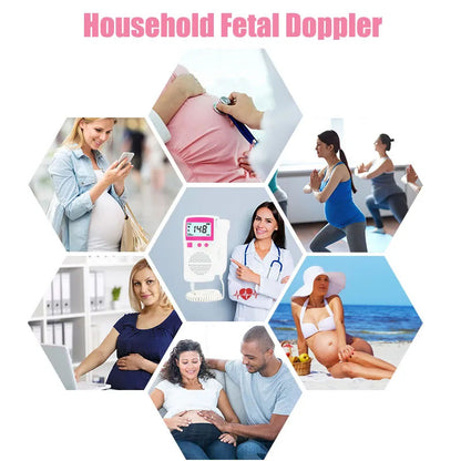 Fetal Doppler displaying real-time fetal heart rate on screen