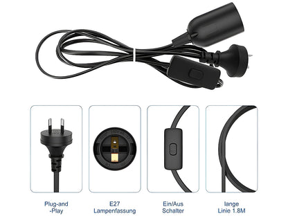 1PC E27 Socket With Wire Lamp Holder For Bulb With Power Cord Electrical Outlet