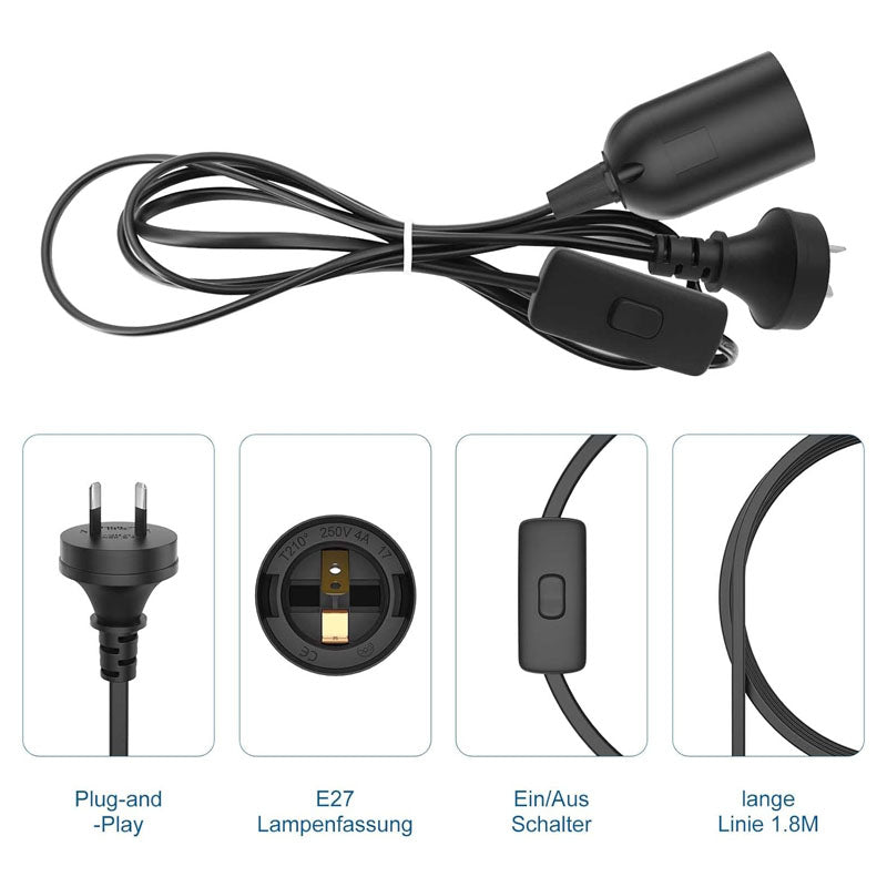 E27 Socket With Wire Lamp Holder For Bulb With Power Cord Electrical Outlet