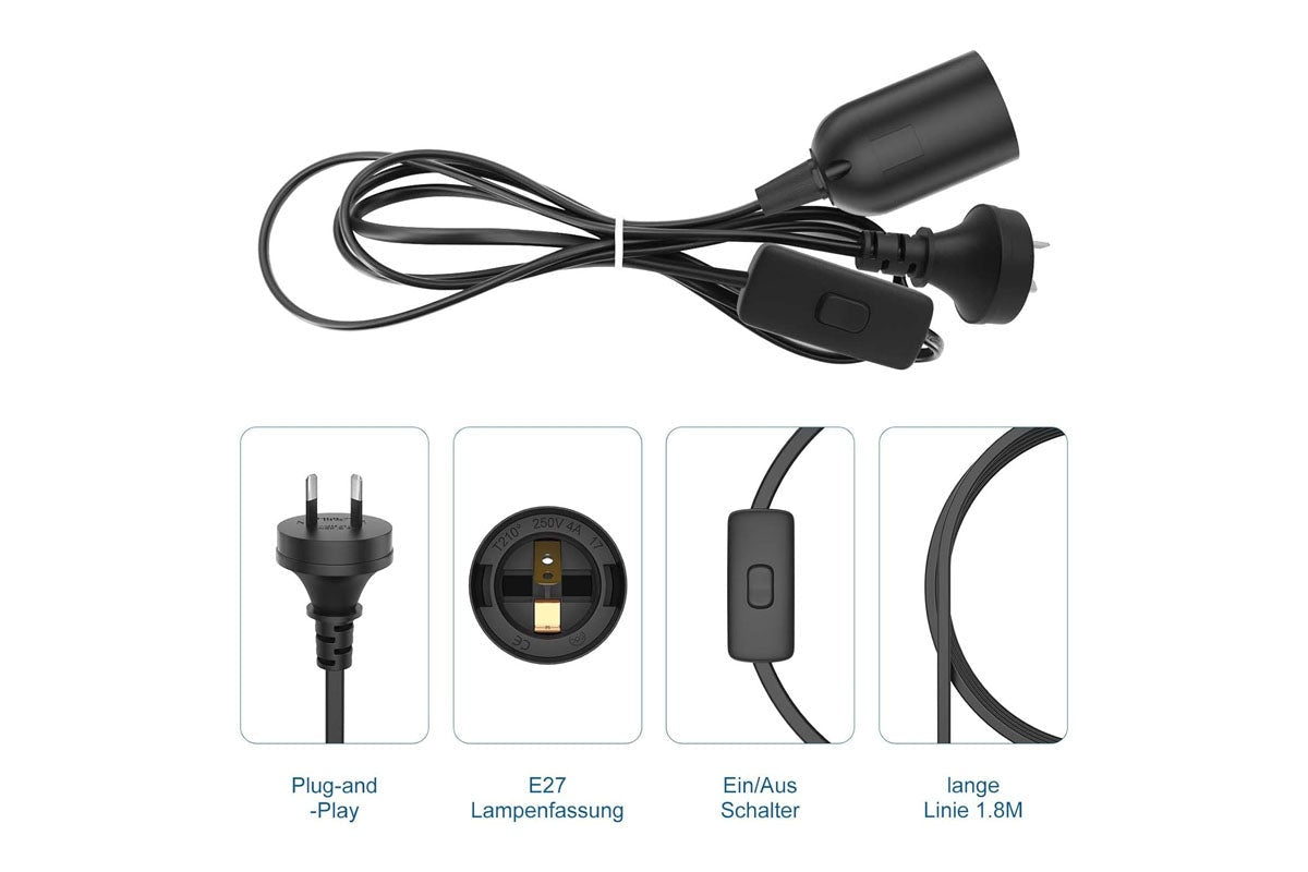 E27 Socket With Wire Lamp Holder For Bulb With Power Cord Electrical Outlet