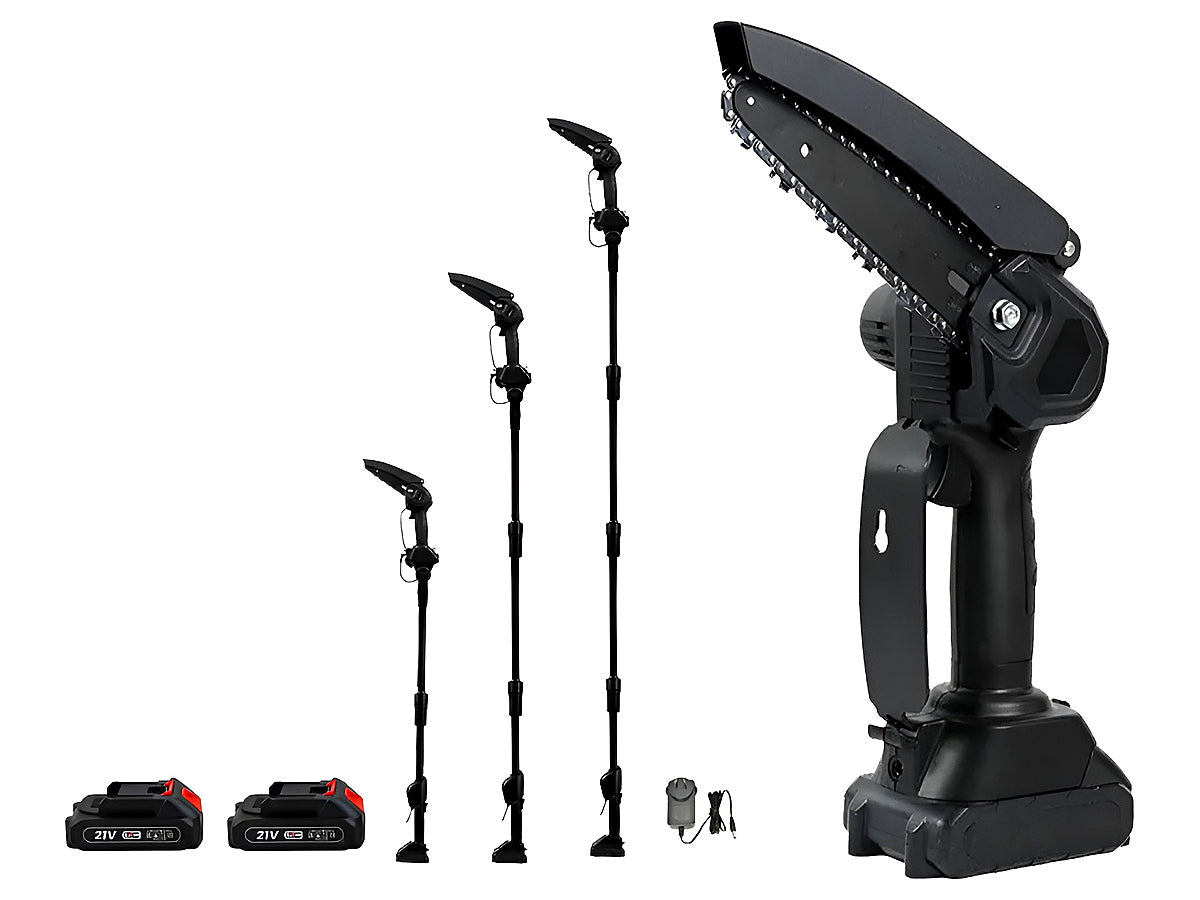 Side view of Mini Chain saw cordless power chain saw with ABS and metal body