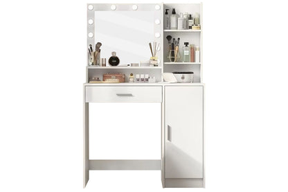 Side angle of Dressing Table with Mirror highlighting metal brackets