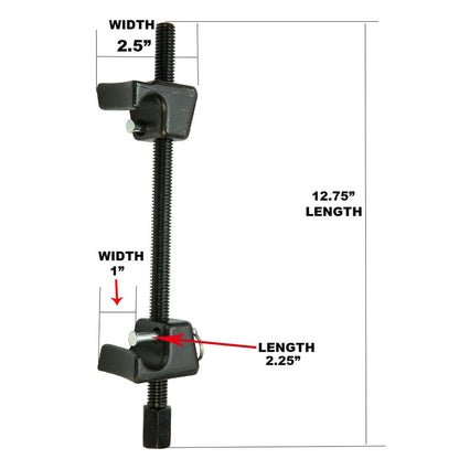 Top angle of coil spring compressor showing centre screw