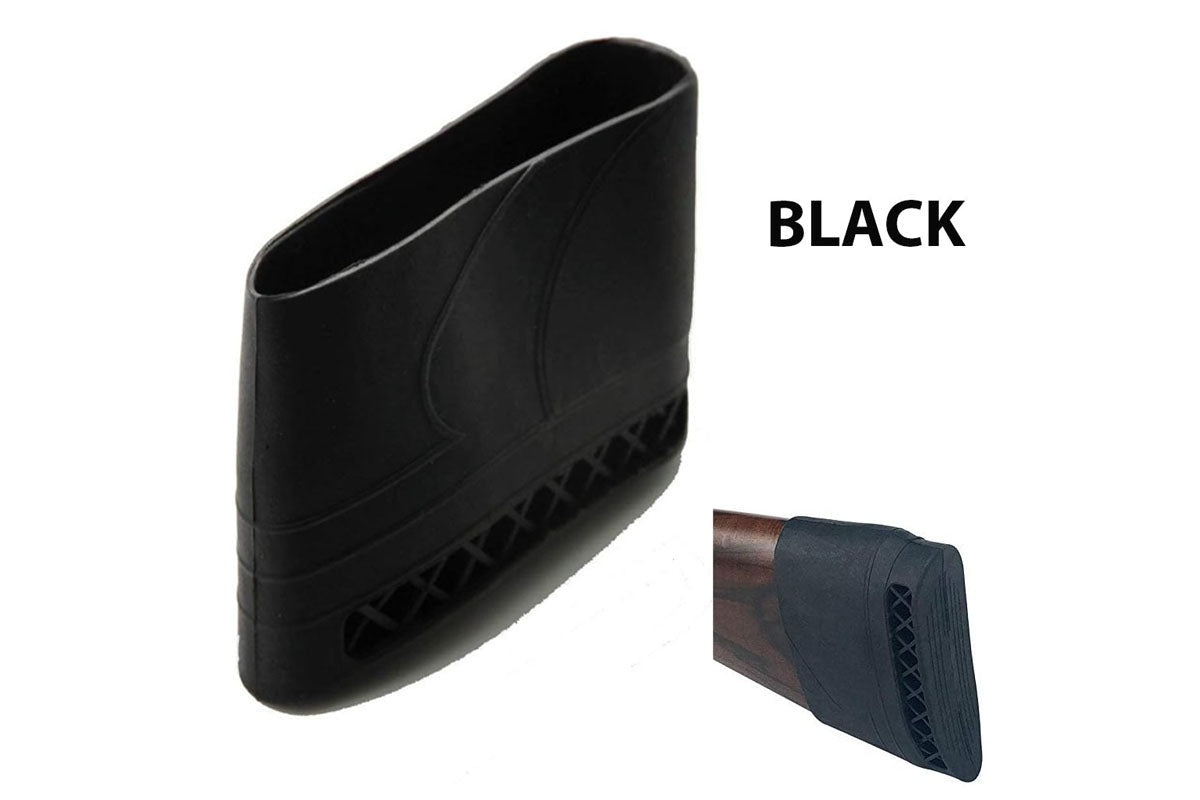 Side view of rifle recoil pad showing flexible sleeve design