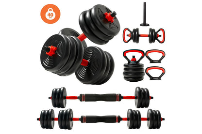 Close up of dumbbells set 40kg non-slip handle grip
