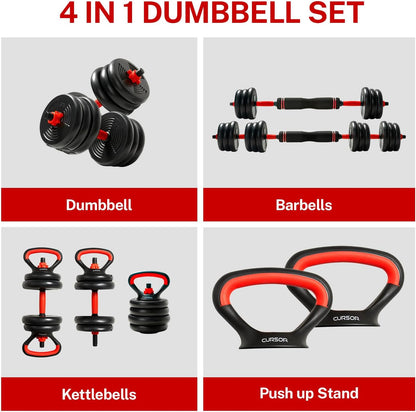 Dumbbells set 40kg kettlebell grip attachment in use