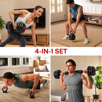 Dumbbells set 40kg showing smooth pads to prevent rolling