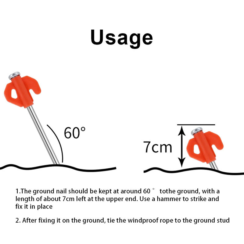 Side view of steel tent peg showing pointed end