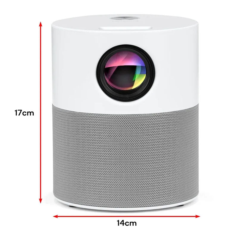 Mini LED projector with built-in surround speaker grille