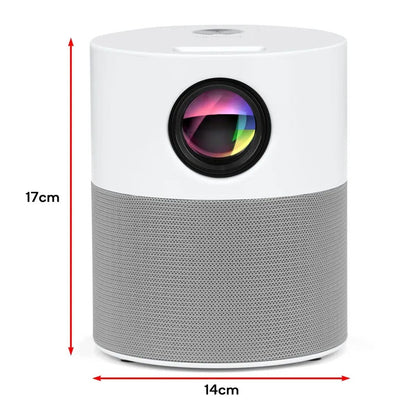 Mini LED projector with built-in surround speaker grille