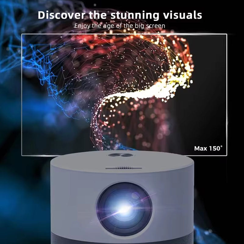 Mini LED projector with tripod stand for stable placement