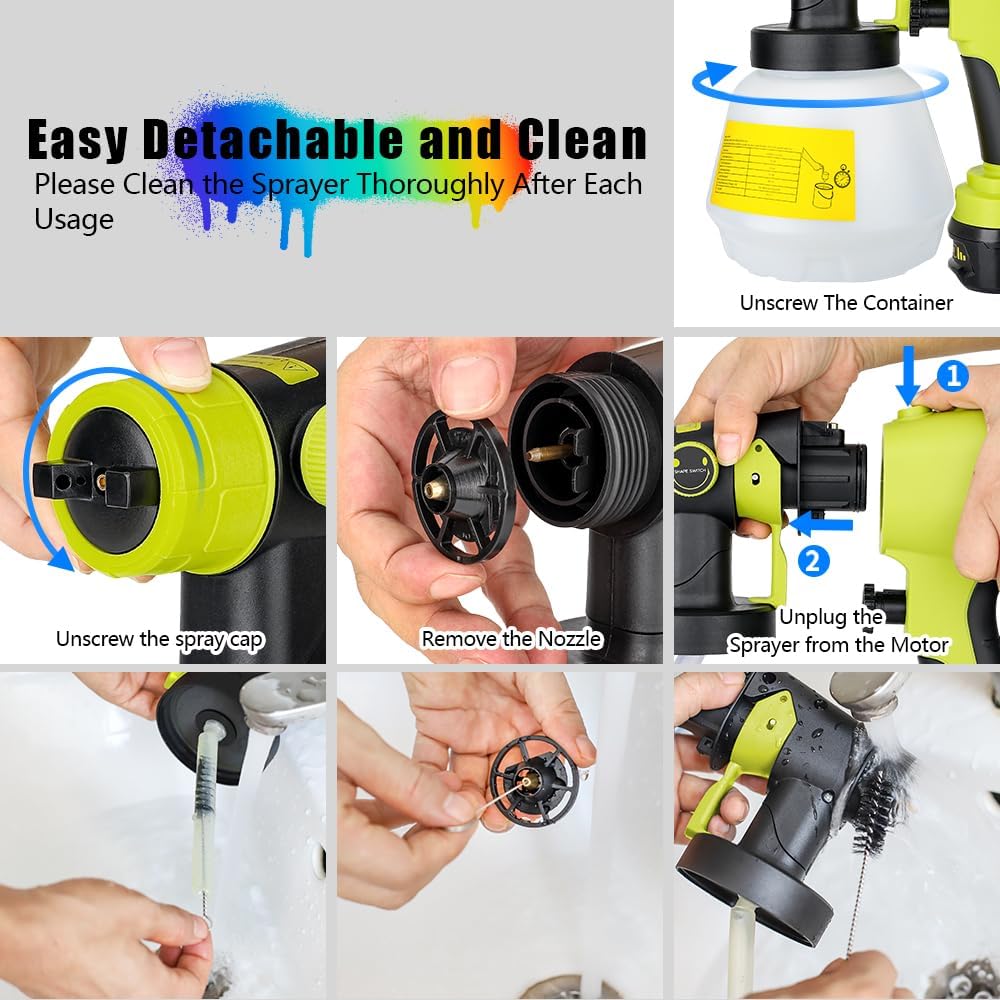 Cordless paint spray gun for Ryobi 18V showing airflow vent