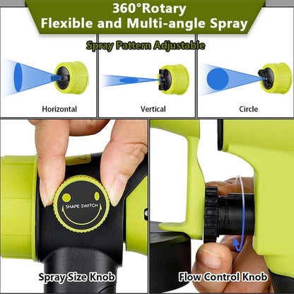 Cordless paint spray gun for Ryobi 18V showing airflow vent