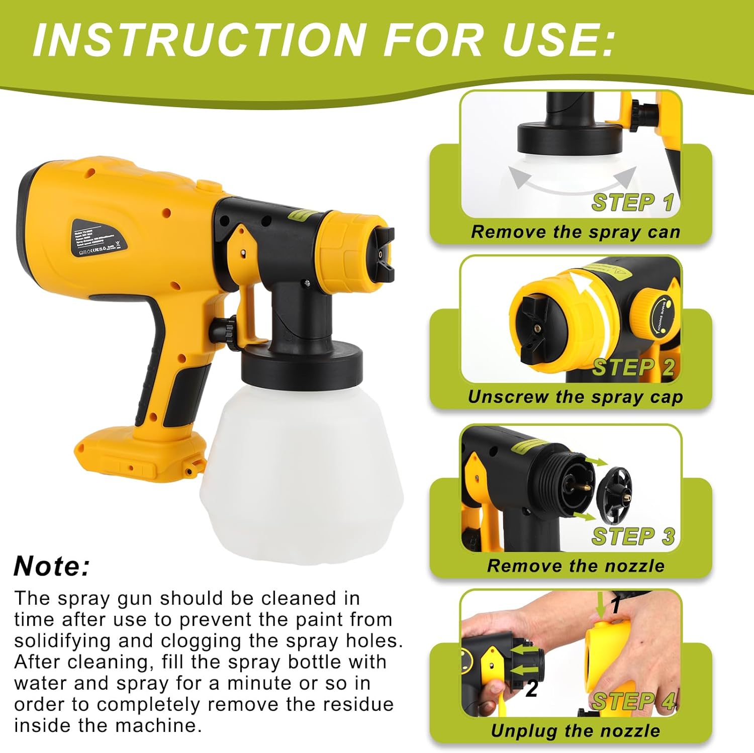 Electric paint sprayer cordless in use painting a wooden fence
