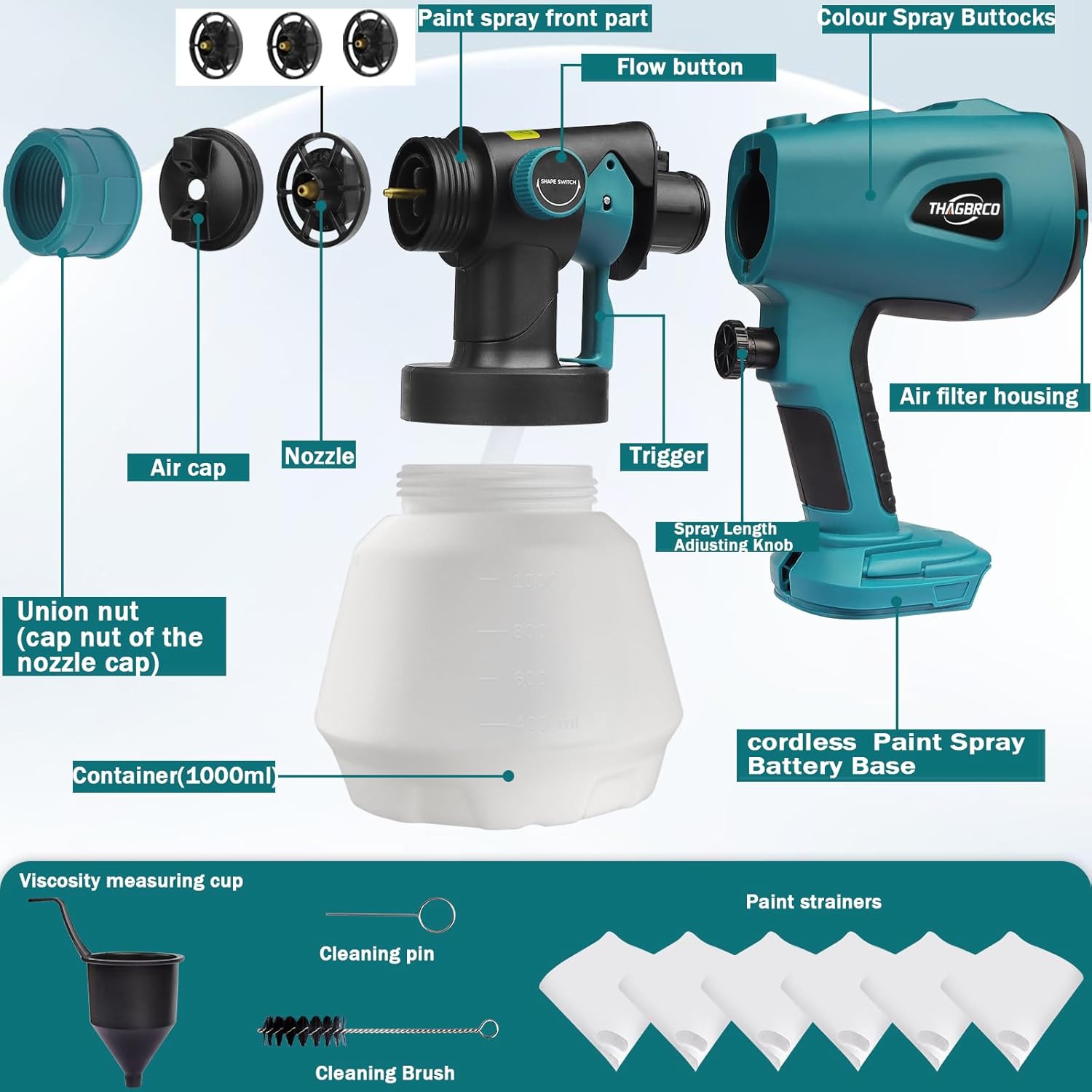 Electric paint sprayer spraying horizontal pattern on wooden fence