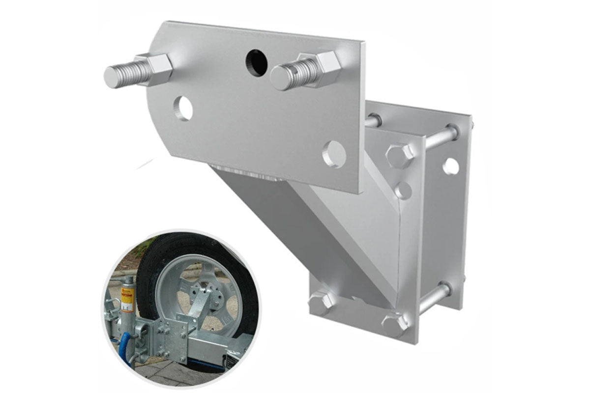 Close up of trailer spare tyre carrier lock and key set