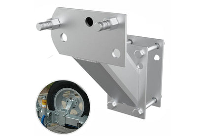 Close up of trailer spare tyre carrier lock and key set