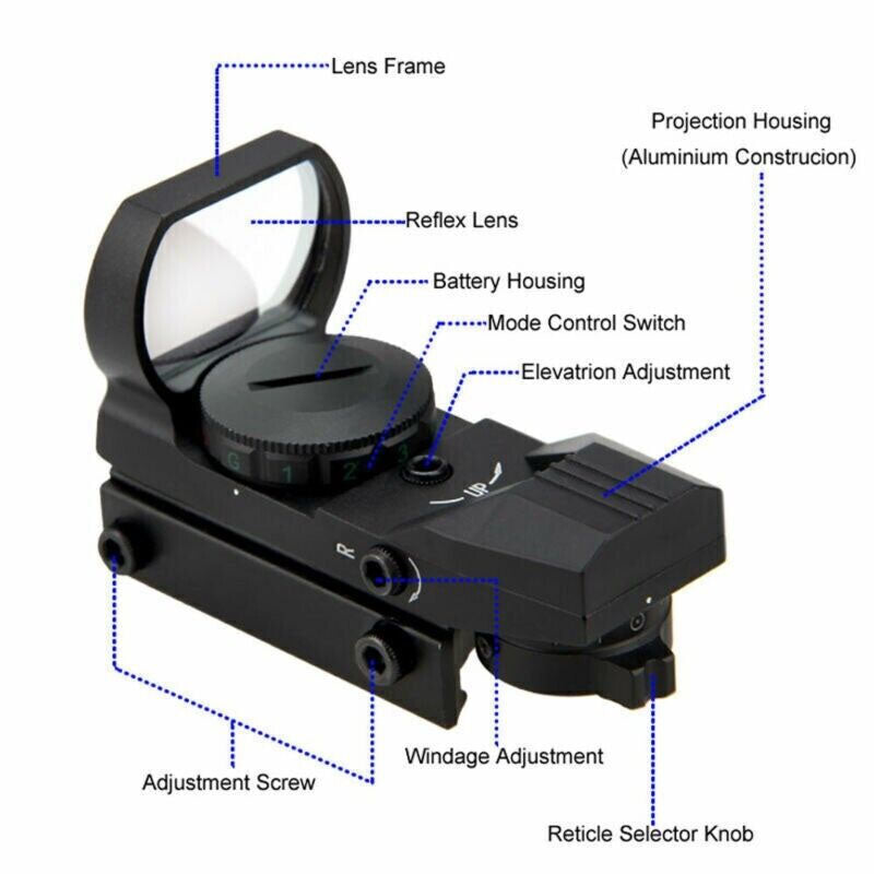 Green Dot Sight Tactical Holo 4 Reticle mounted on rifle rail