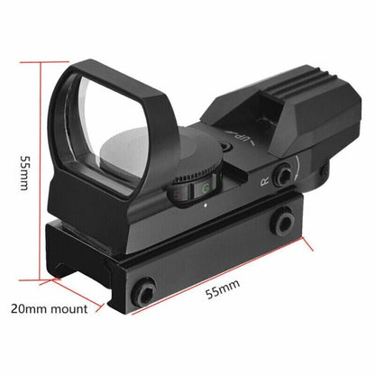 Close-up of illuminated green reticle on Green Dot Sight