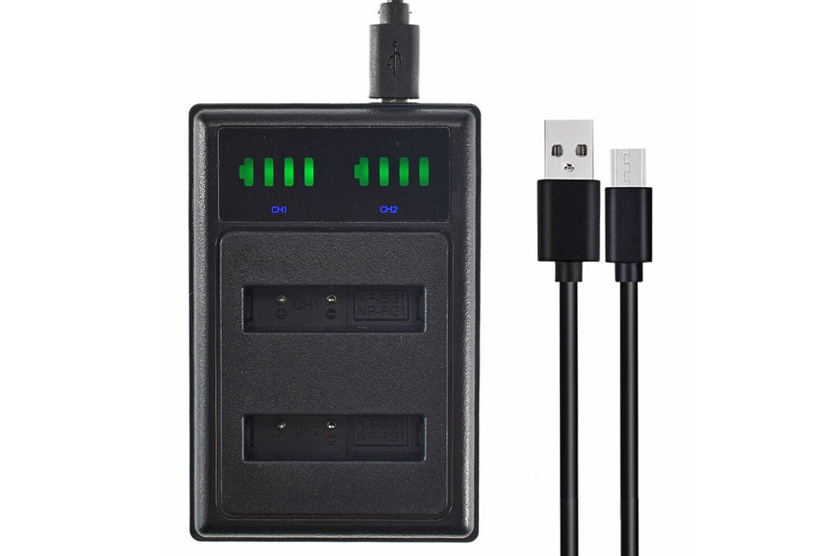 Close up of LCD display on Sony NP-BD1 battery charger