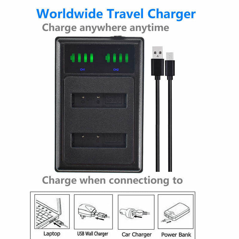 Side view of black Sony NP-BD1 battery charger with cable