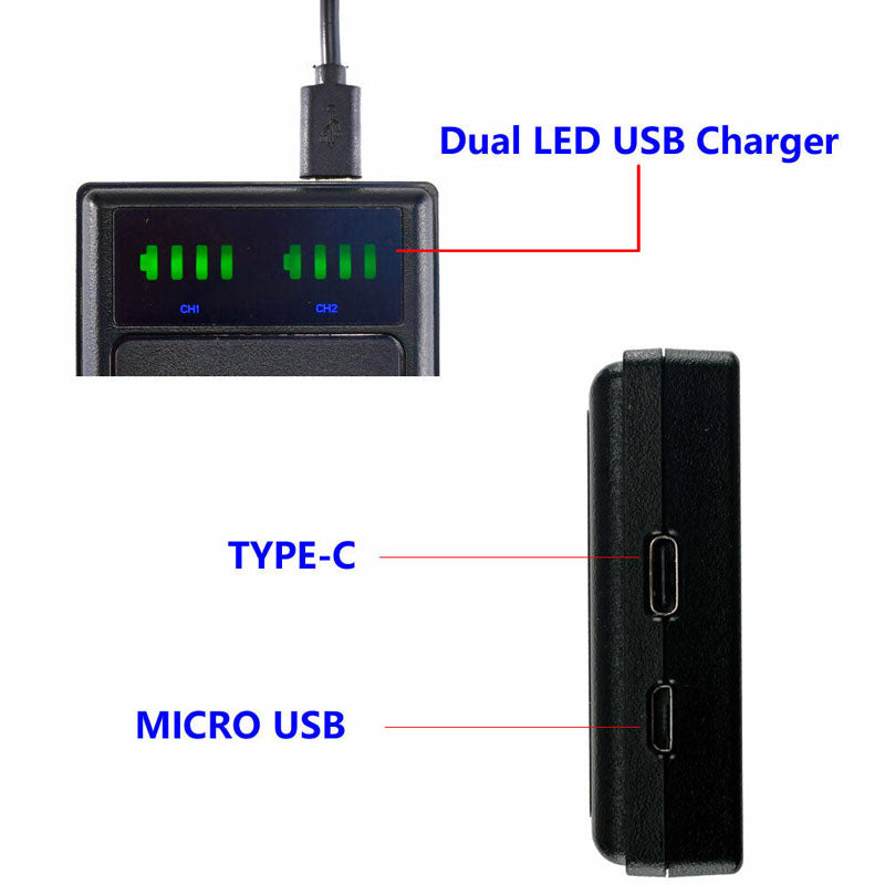 Top angle of Sony NP-BD1 charger showing micro USB input