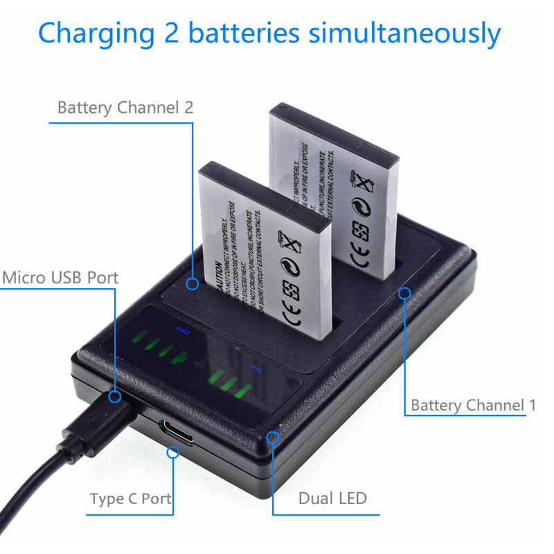 Sony NP-BD1 battery charger displaying charging status