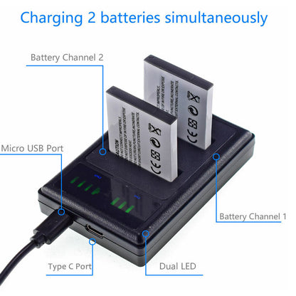 Sony NP-BD1 battery charger displaying charging status