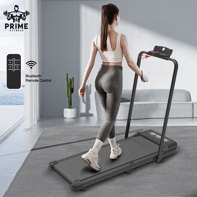 LED digital display on compact flat treadmill with remote control