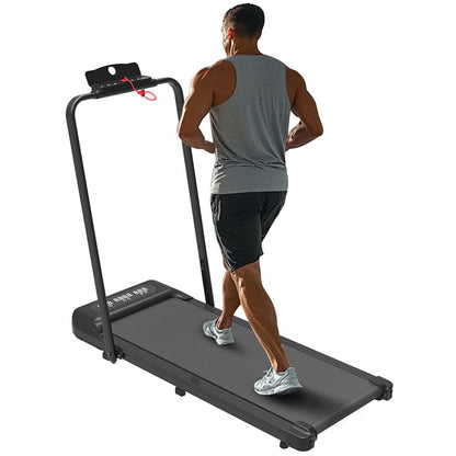 Quiet motor housing of compact flat treadmill in black