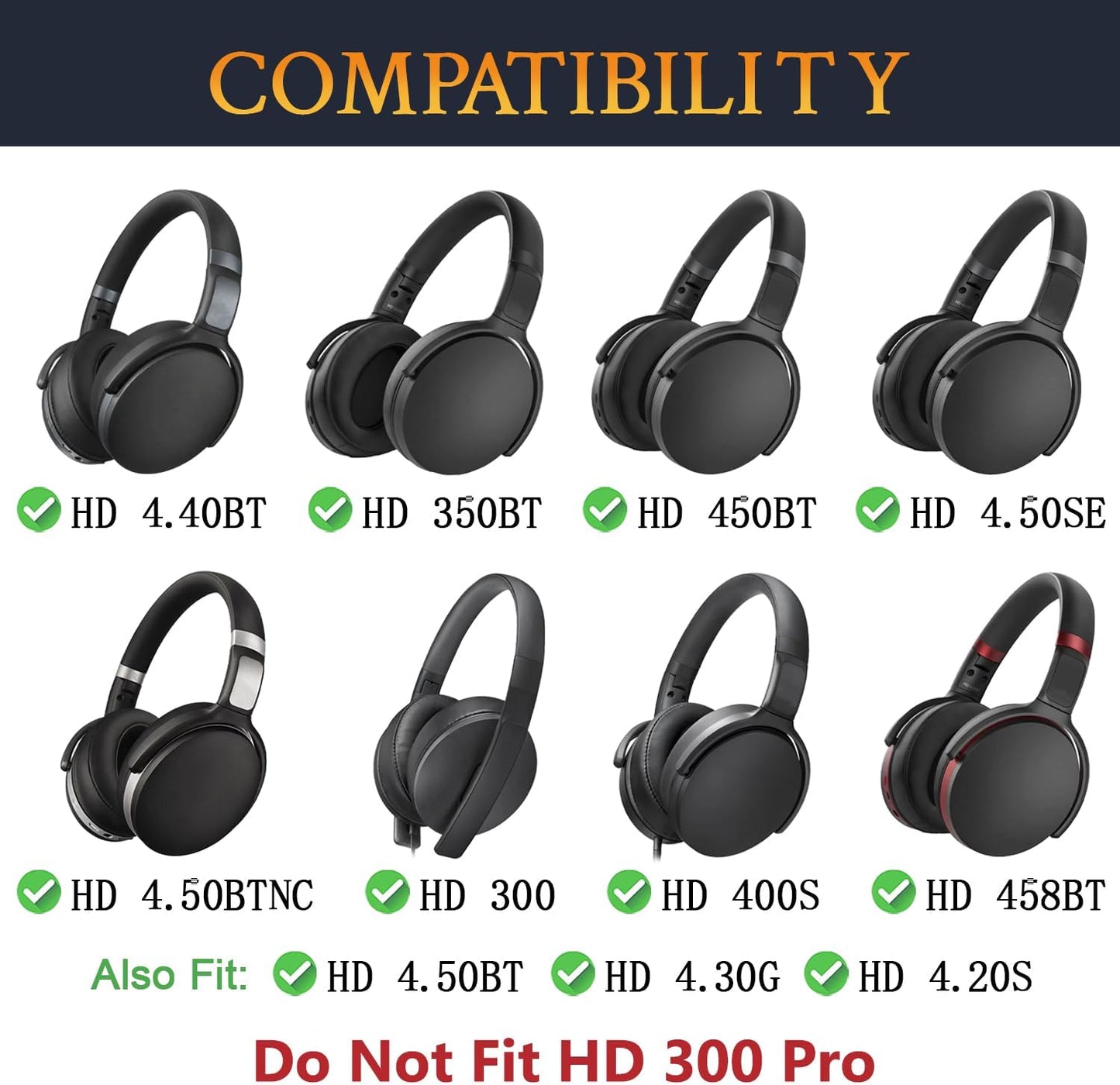 Side view of replacement ear pads cushions for Sennheiser HD 450 headphones
