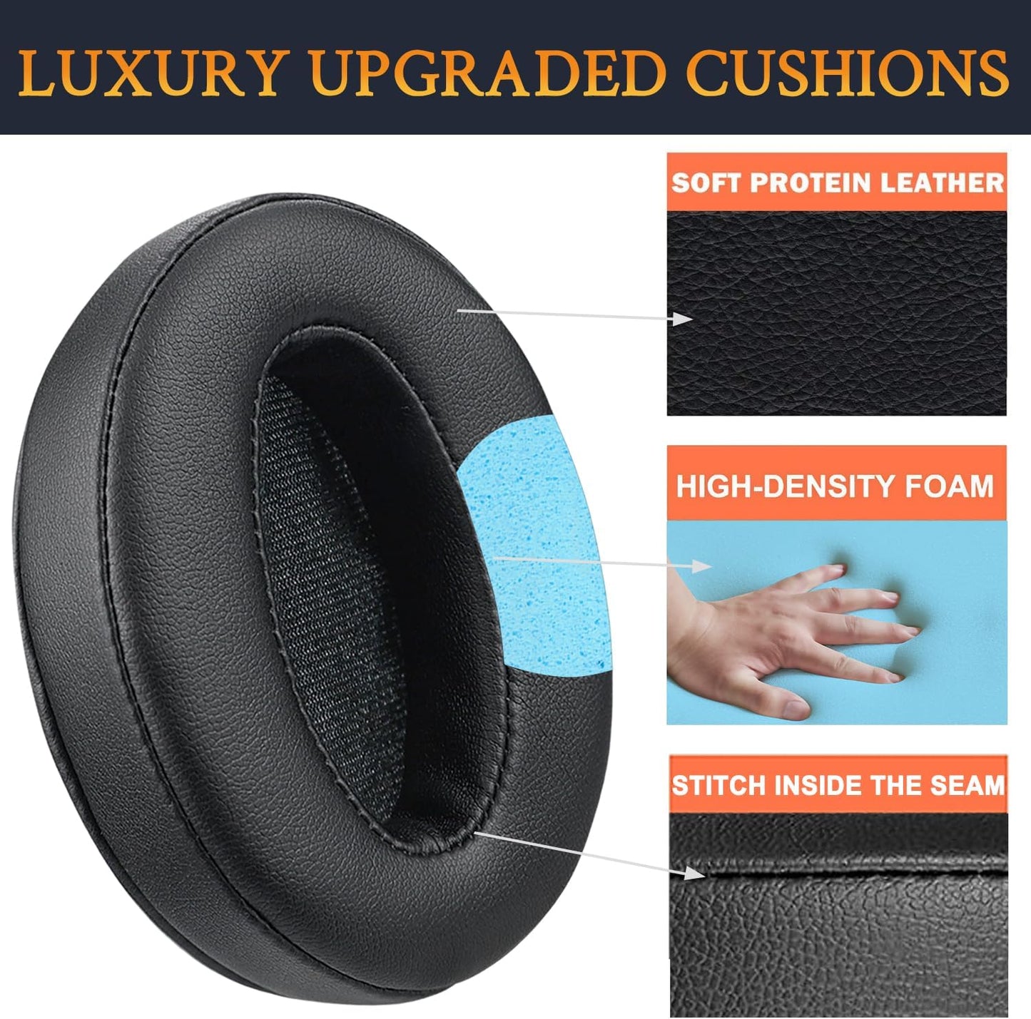 Replacement ear pads cushions fitted on Sennheiser HD 450 headphones