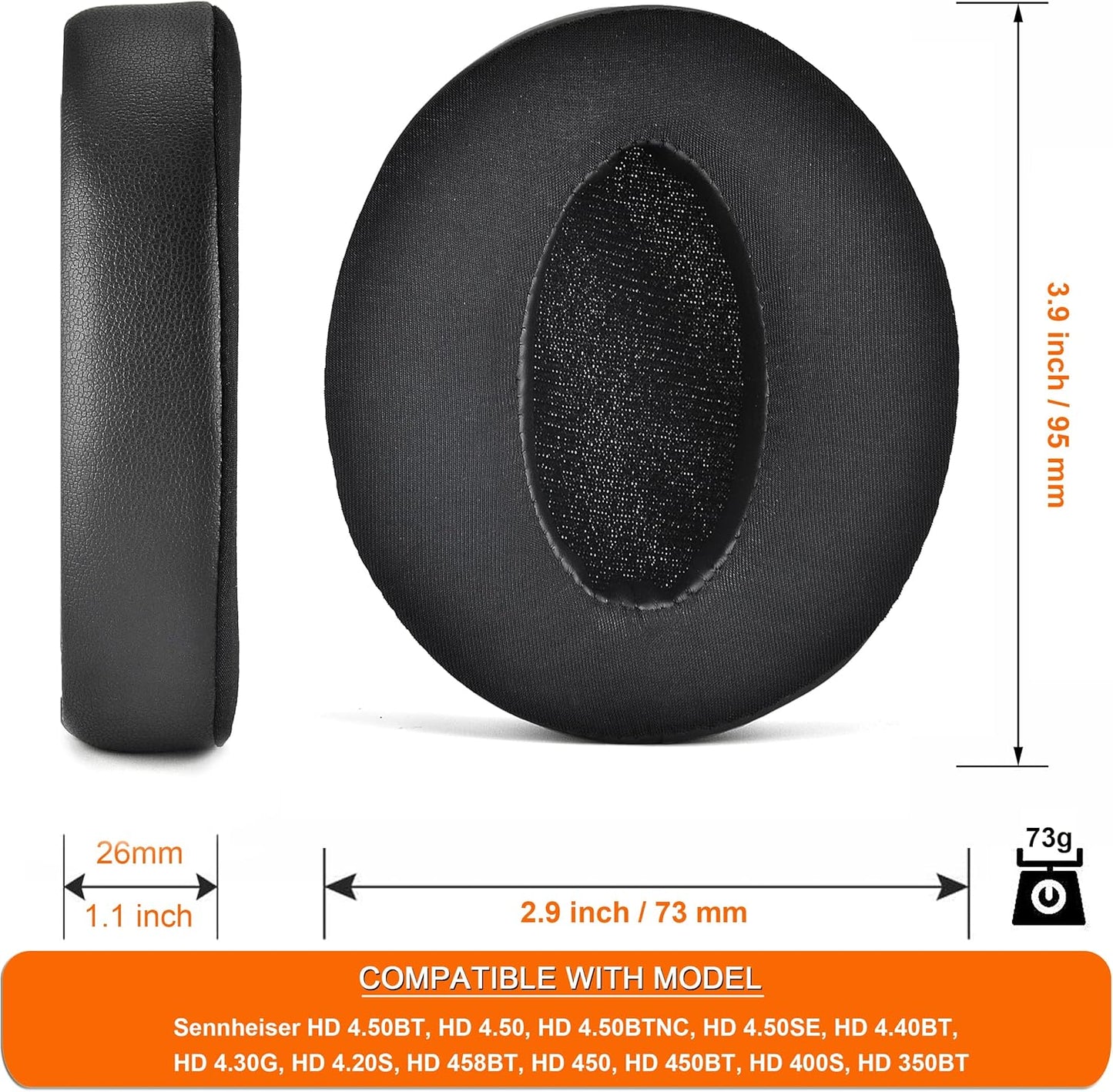 Soft protein leather material on replacement ear pads cushions for Sennheiser HD 450