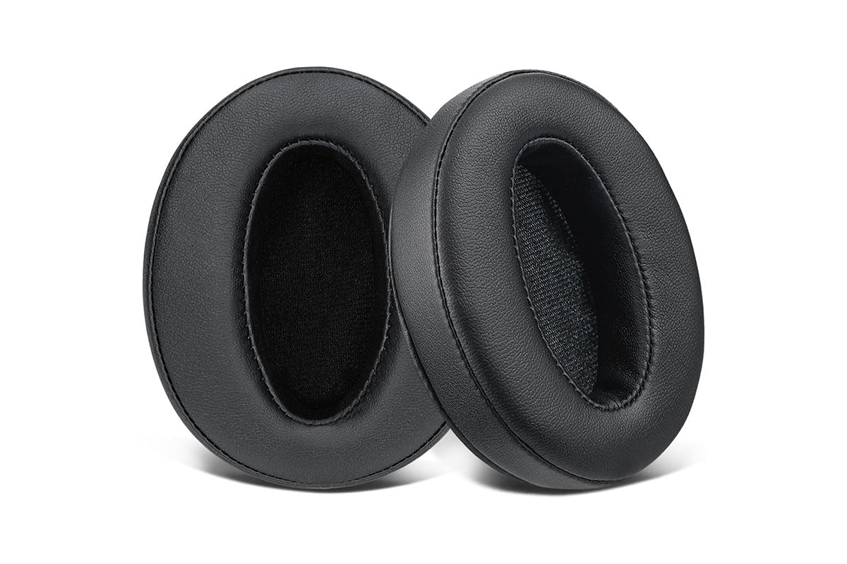 Close-up of black replacement ear pads cushions for Sennheiser HD 450