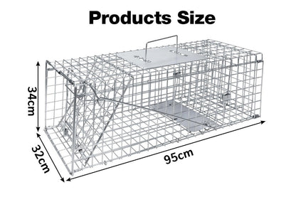 Close up of possum trap large animal trap spring-loaded door