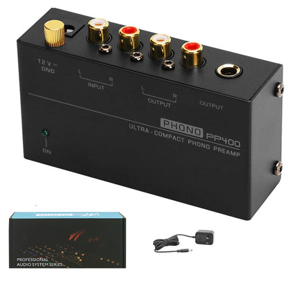 Close-up of RCA input ports on Phono preamp PP400