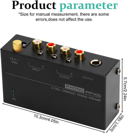 Phono preamp PP400 showing gold-plated RCA output connectors