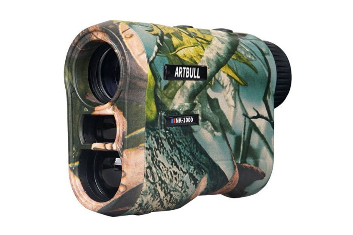 Side view of golf range finder with manual focus adjustment